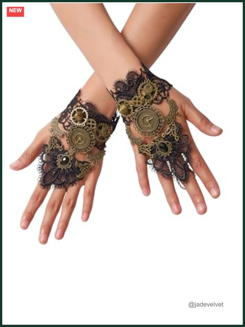 Steampunk Floral Lace Fingerless Gloves Gothic Victorian Cosplay Accessory
